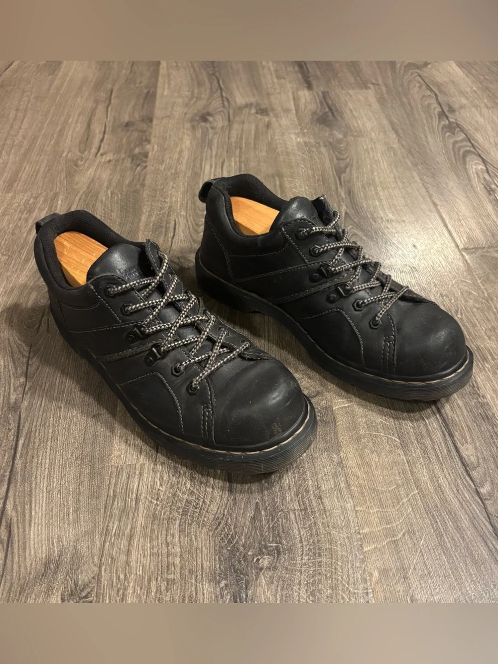 VTG Dr. Martens Finnegan Docs Chunky Oxford Black Leather Shoes Mens Size 10
